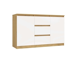 Komoda biała z drewnem KOM-912-ART-BIEL-MAT