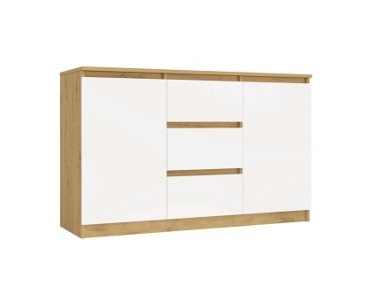 Komoda biała z drewnem KOM-912-ART-BIEL-MAT