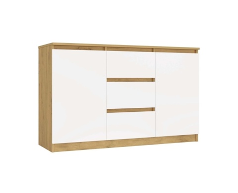 Komoda biała z drewnem KOM-912-ART-BIEL-MAT