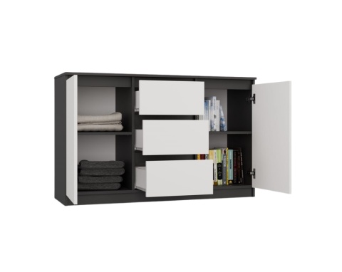 Komoda biało szara 120cm KOM-912-ANT-BIEL-MAT
