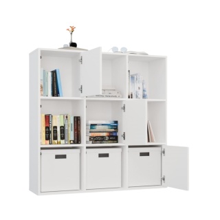 Regał 9 komorowy z 3 drzwiami RE-1443-3D-BIEL-MAT