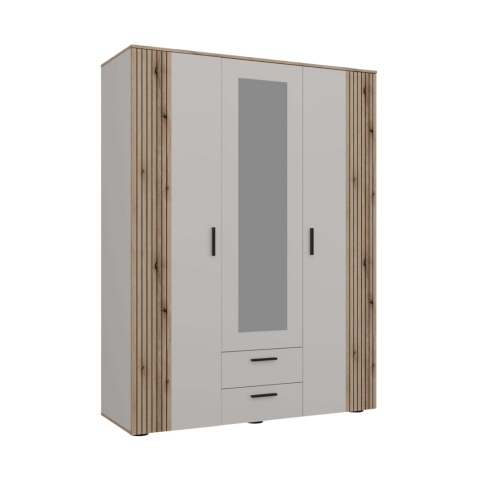 Zamknięta szafa 150 cm SZAF-1019-KASZ-EVO widoczna w półprofilu.