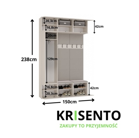 Szafa z garderobą GAR-108-2W-1S-KASZ