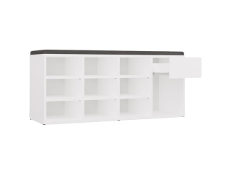 Szafka na buty otwarta z siedziskiem i szufladą BUT-212-BIEL-MAT