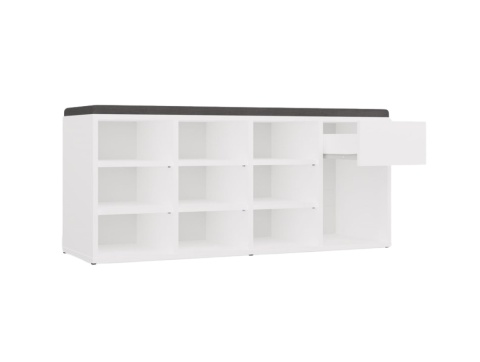 Szafka na buty otwarta z siedziskiem i szufladą BUT-212-BIEL-MAT