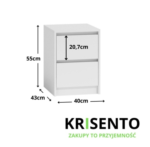 Szafka nocna wysokość 55 cm model SN-307-BIEL-MAT
