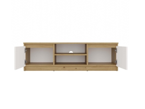 Szafka pod tv 120 cm RTV-501-ART-BIEL-MAT - widok otwartego mebla z przodu.