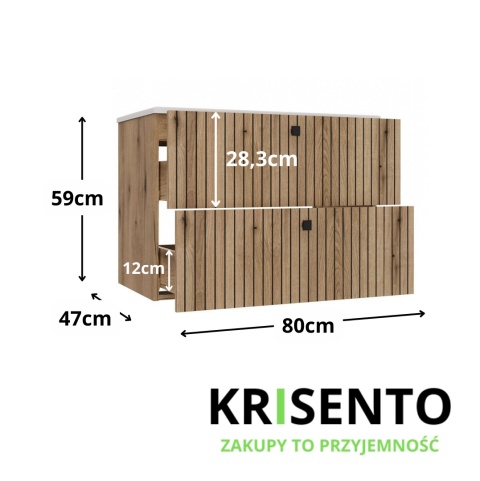 Szafka z umywalką 80 wisząca LAZ-1325-EVO-80CM+UMY
