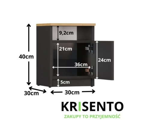Wąska szafka nocna 30 cm SN-316-ANT-ART