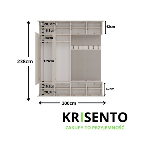 Zestaw do przedpokoju z siedziskiem GAR-108-2W-2S-KASZ