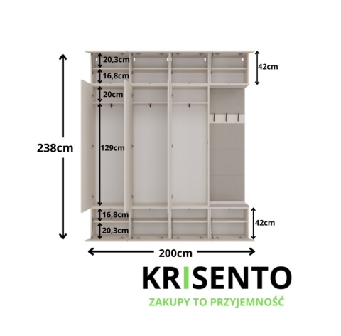 Zestaw mebli do przedpokoju z siedziskiem GAR-108-1W-3S-KASZ