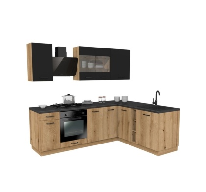 Zestaw mebli kuchennych narożnych KUCH-1802-1-CZERN-EVOKE-240x180