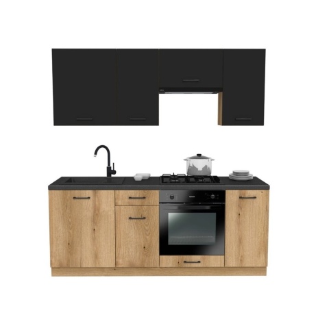 Zestaw mebli kuchennych z blatem KUCH-1801-1-CZERN-EVOKE-200