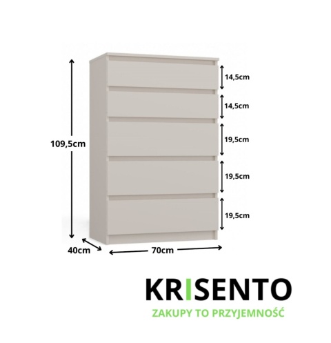 Beżowa komoda do sypialni KOM-903-KASZ