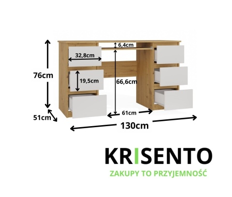 Biurko 130 cm BIUR-705-ART-BIEL-MAT