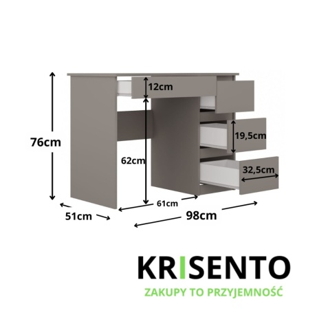Biurko szare BIUR-706-GLI-P