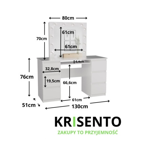 Biurko toaletka 2w1 TOA-1603-BIEL-MAT