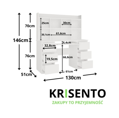 Biurko z nadstawką BIUR-705-NADST-BIEL-MAT