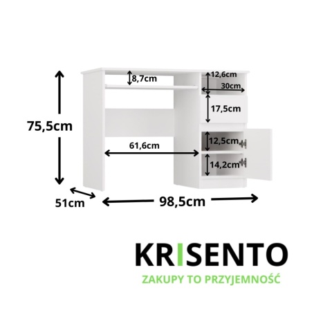 Biurko z szafką i szufladą BIUR-727-BIEL-MAT-P