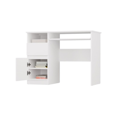 Biurko z szufladą i szafką BIUR-727-BIEL-MAT-L