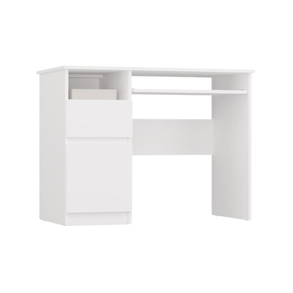 Biurko z szufladą i szafką BIUR-727-BIEL-MAT-L
