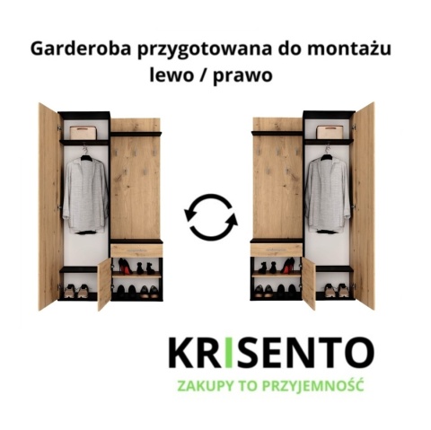 Duża garderoba antracyt - dąb artisan GAR-104-ANT-ART