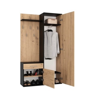 Duża garderoba antracyt - dąb artisan GAR-104-ANT-ART