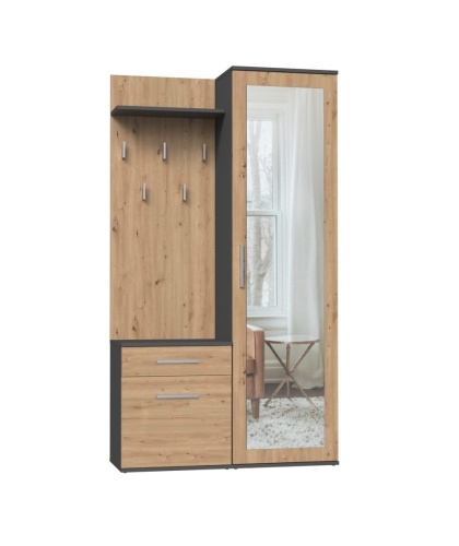 Duża garderoba antracyt - dąb artisan GAR-104-ANT-ART