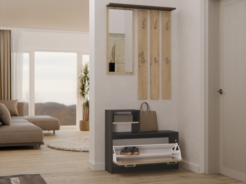 Garderoba do korytarza antracyt - dąb artisan GAR-101-ANT-ART