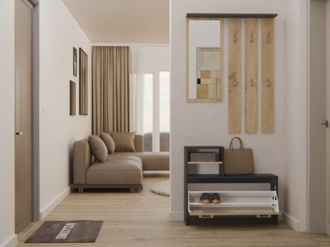 Garderoba do korytarza antracyt - dąb artisan GAR-101-ANT-ART