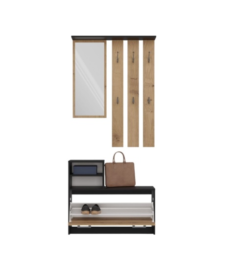 Garderoba do korytarza antracyt - dąb artisan GAR-101-ANT-ART