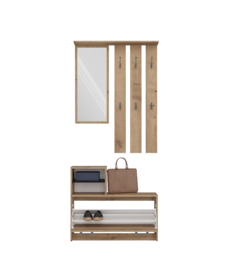 Garderoba z lustrem dąb artisan GAR-101-ART