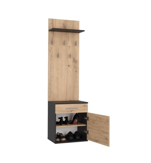 Garderoba z wieszakami antracyt - dąb artisan GAR-103-ANT-ART