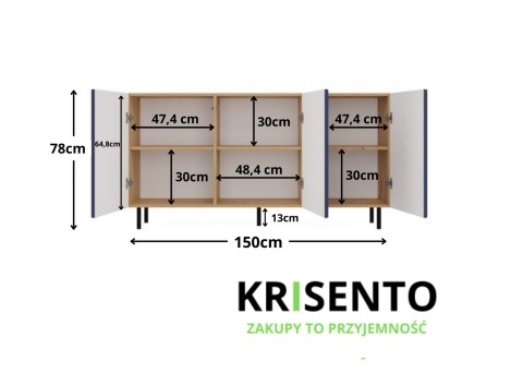 Komoda 150 cm szerokości KOM-924-ART-GRAN