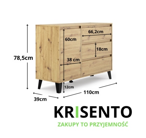 Komoda do sypialni na nóżkach KOM-929-ART