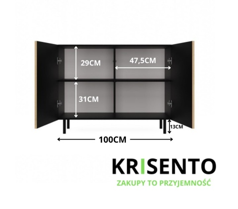 Komoda dwudrzwiowa KOM-922-ART-CZERN-LAM