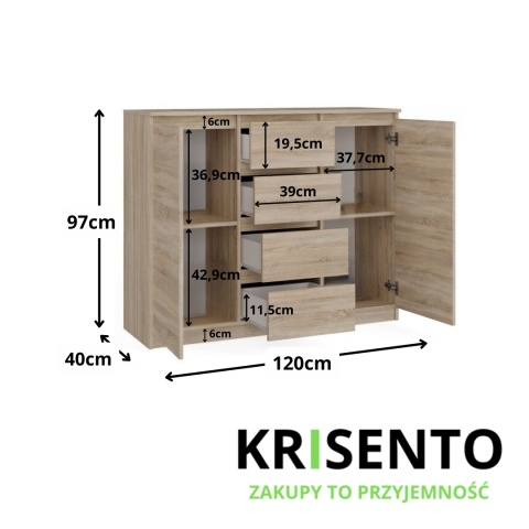 Komoda na ubrania 120cm KOM-913-SON
