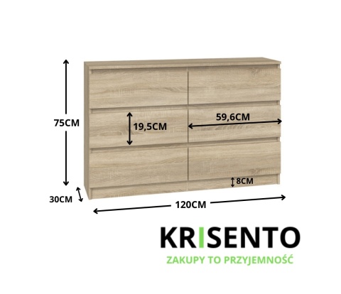 Komoda niska dąb sonoma KOM-904-SON