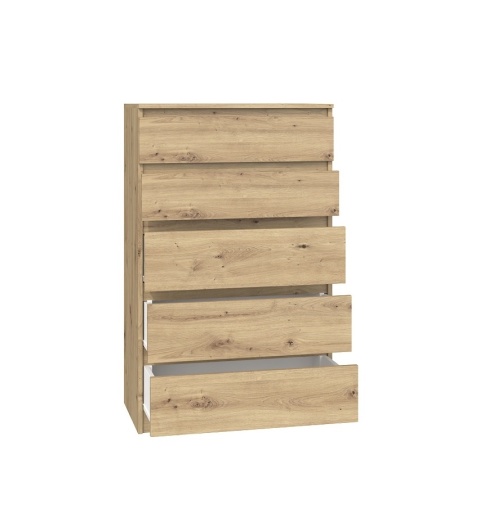 Komoda KOM-903-ART z wysuniętymi szufladami – ujęcie w półprofilu.