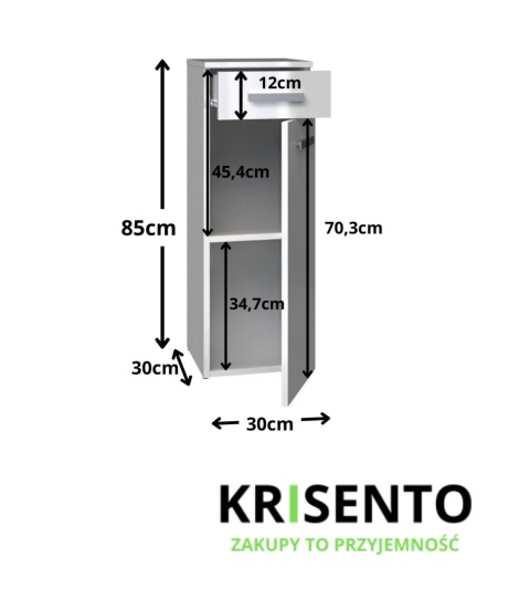 Półsłupek łazienkowy stojący LAZ-1317-BIEL-POŁ