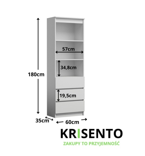 Regał biały z szufladami RE-1424-BIEL-MAT