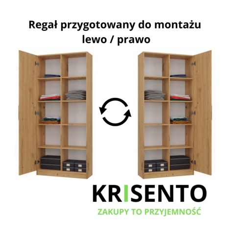 Regał częściowo zamykany dąb artisan RE-1426-ART