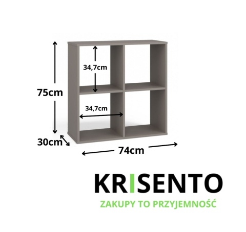 Wymiary regału w formie kostki RE-1407-GLI.