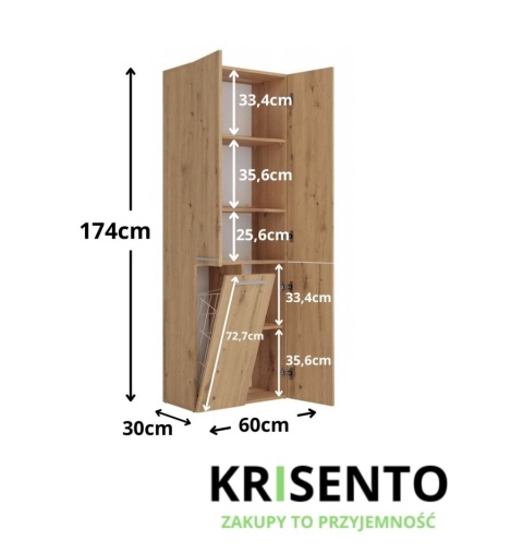 Regał łazienkowy z koszem na pranie LAZ-1320-ART