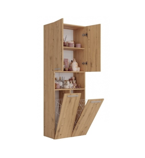 Regał łazienkowy z koszykami dąb LAZ-1321-ART