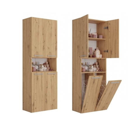 Regał łazienkowy z koszykami dąb LAZ-1321-ART