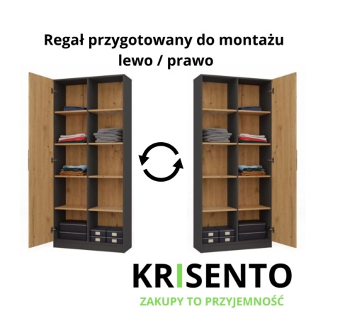 Regał półotwarty 10 półek RE-1426-ANT-ART