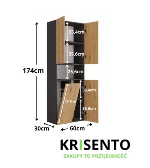 Słupek z koszem na pranie LAZ-1319-ANT-ART