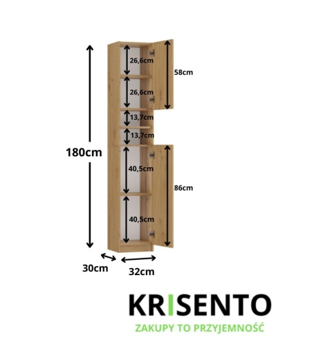 Stojąca szafka łazienkowa dąb LAZ-1306-ART