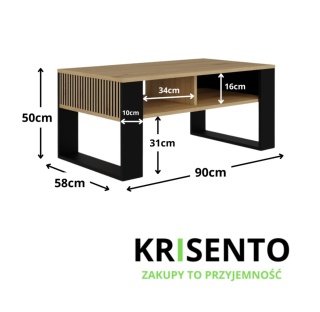 Stolik kawowy z lamelami STOL-804-ART-CZERN-LAM